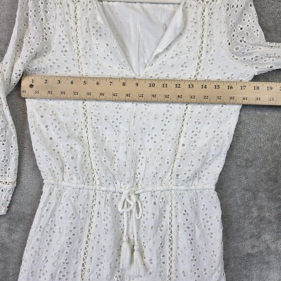 Joie Dress Womens Extra Small White Eyelet Lace Tassel Lined Viscose Boho Mini - Picture 6 of 10